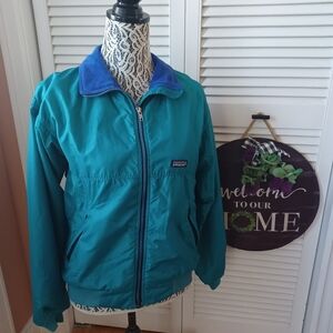 Vintage PATAGONIA Women's Small Fleece Lined Blue And Teal Zip Up Jacket